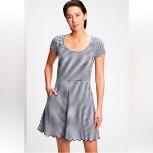 GAP Fit and Flare Dress in Navy Blue Gingham, Size 2